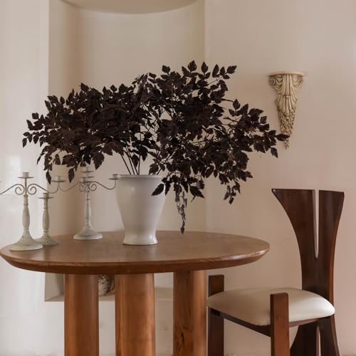 MISSPIN Fall Leaves Stems Black-Red, 8 Pack Artificial Autumn Decorations