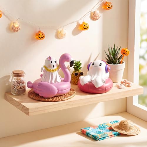 Halloween Ghost Decor - 6 Inch Resin Kawaii Ghost Flamingo Figurine