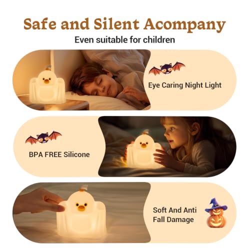 Kids Night Light Squishy Duck Lamp with 3-Level Dimming & Timer
