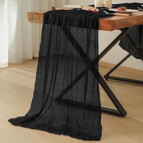 Black Cheesecloth Table Runner 6 Pack - 35x120 Inch Boho Rustic Decor