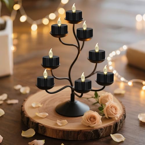Nancia 12-Pack Battery Operated LED Flameless Tea Lights - Black, Safe & Romantic
