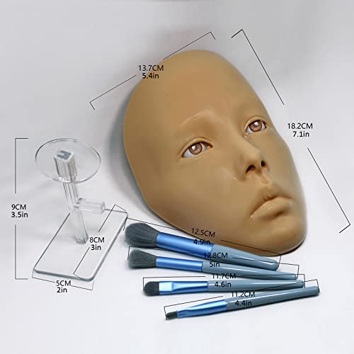Full Face Makeup Practice Board - Silicone Mannequin with Golden Wheat Variation