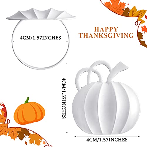 Patelai 6 Pieces Fall Pumpkin Napkin Rings for Thanksgiving - White