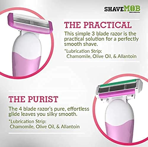 ShaveMOB 3-Blade Women's Razor Kit (Flex Head Handle + 24 Refills) - The Practical Shaving Kit