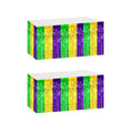 29.5x72 Inch Mardi Gras Metallic Foil Fringe Table Skirts - Green, Gold, Purple, 2 Pack