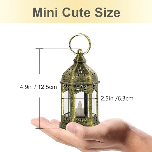 20PCS Gold Flickering LED Lanterns Set - Mini Moroccan Hanging Candle Decor