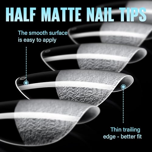 Extra Short Almond Nail Tips 192Pcs - Full-Coverage Fake Nails for DIY Manicure