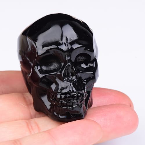 Black Obsidian Crystal Skull Decor 2 Inch Hand-Carved Spiritual Gift