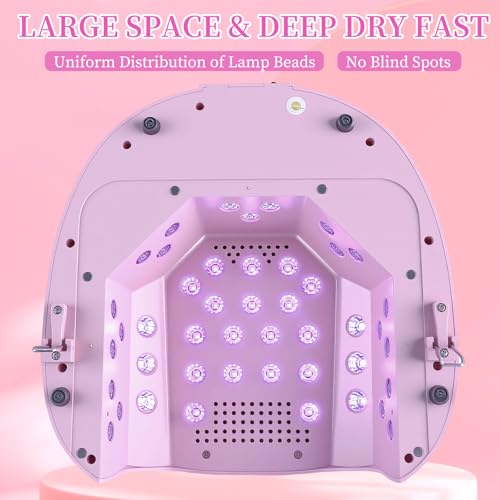 Purple UV LED Nail Lamp for Gel Polish - Cordless Rechargeable 126W with Auto Sensor & 4 Timers