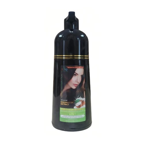 Shampoo con Tinte de Aceite de Coco – Negro Natural – 500 ml – Fórmula 6 en 1 – Sin Amoníaco