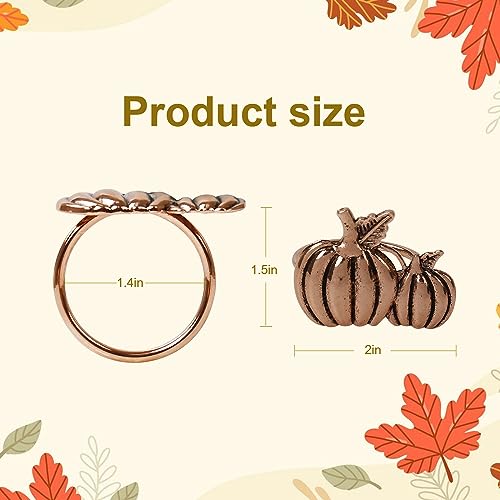 Copper Pumpkin Napkin Rings Set of 6 - Fall Halloween Thanksgiving Table Decor