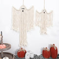 Halloween Ghost Wall Decor Set of 2 - Boho Macrame Spooky Wall Hangings