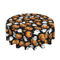 Halloween Round Waterproof Tablecloth 70 Inch - Rustic Pumpkin & Ghost Design