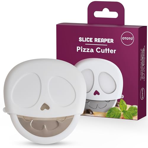 Pizza Cutter Wheel - Skull Shape Slice Reaper Gothic Kitchen Accessory - Halloween Gift