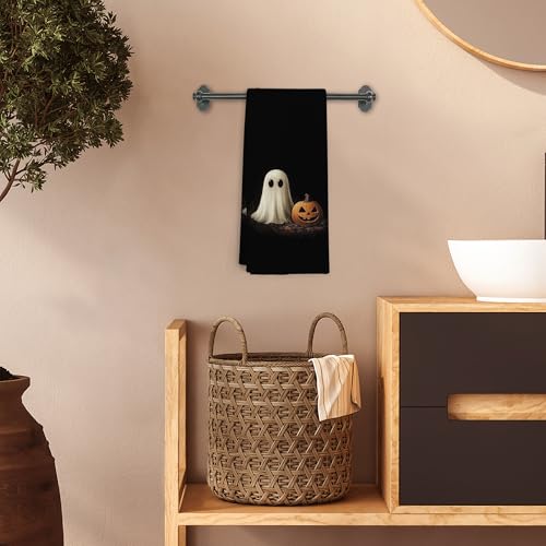 Halloween Ghost Kitchen Towels - Vintage Fall Ghost Hand Towels for Bathroom & Kitchen, 16x24 Inch, Ghost Pumpkin Variation