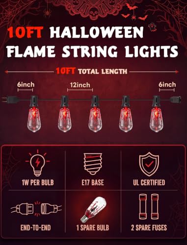 10FT Halloween Flicker Flame String Lights Outdoor - Blood Drop Style, Variation: Flame Blood(ST40)