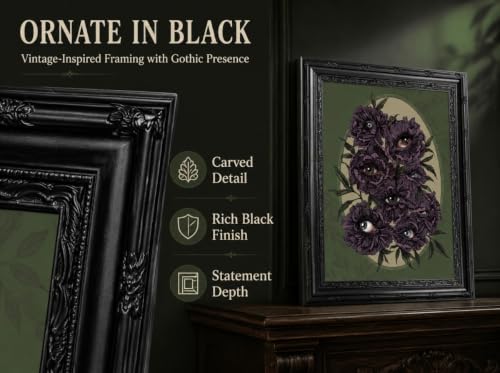 Gothic Dark Academy Wall Art - Surreal Purple Peony Floral Eye Canvas Print - 24x16 Inches