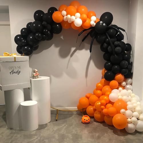 Halloween Fall Balloon Arch Kit - 117 Pcs Orange Black White Party Decorations