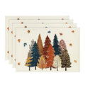 12 x 18 Inch Fall Leaves Placemats Set of 4 - Beige, Rectangular, Durable Polyester