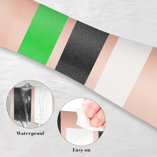 Oil-Based Face Paint Palette for Halloween Cosplay - Black White Green, SFX Makeup Set