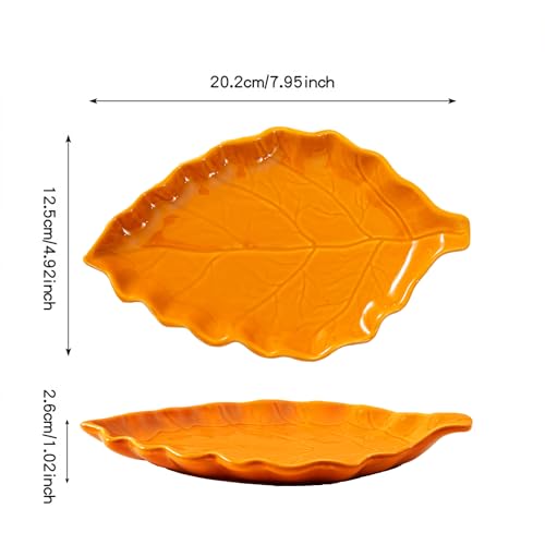 Orange Ceramic Leaf Shape Spoon Rest - Farmhouse Kitchen Decor & Utensil Holder - 1PC