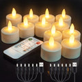 Rechargeable LED Tea Lights with Remote Control - Yellow 12 Pack Flameless Candles