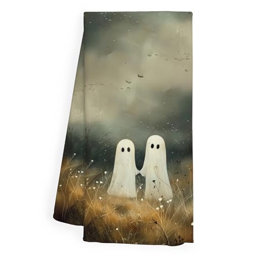 Halloween Kitchen Towels - Ghost Design, 16x24 Inches, Cute Bathroom Decor