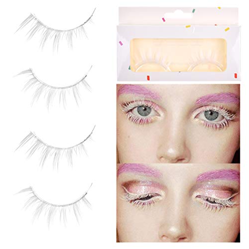 White False Eyelashes - Lightweight Natural Look for Cosplay & Parties - 2 Pairs