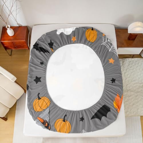 Halloween Bats & Spider Web Fitted Sheet Set Queen Size - Kids & Adults
