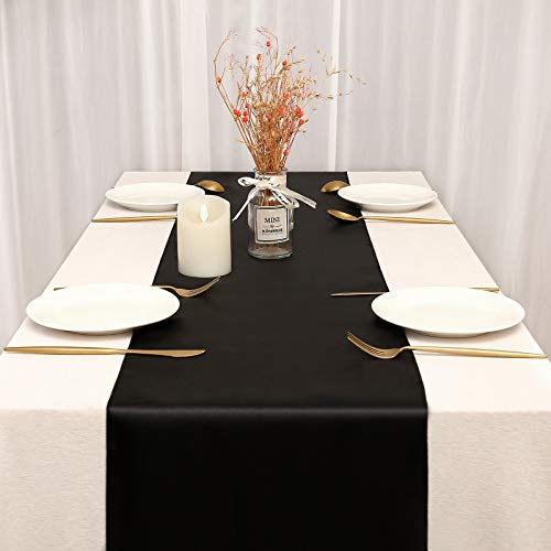 Black Satin Table Runners 16 Pack - 12x108 Inch Silk-Feel Fabric, Variation of THIS listing