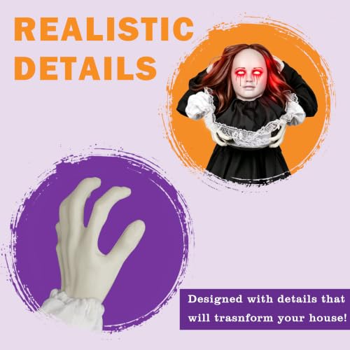 Halloween Animatronic Standing Maid Decoration - 5.3FT Outdoor Haunted Prop