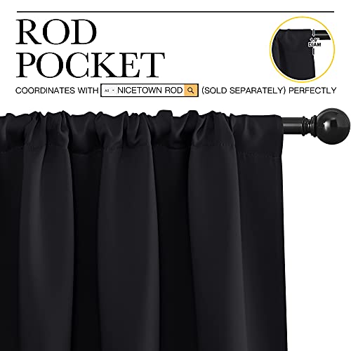 NICETOWN Halloween Kitchen Window Curtains Over Sink Blackout Drapes - 2 Panels, 42W x 30L, Black, Variation of THIS listing
