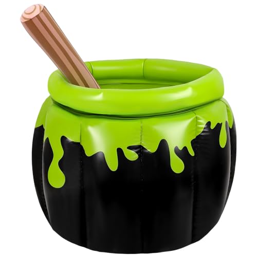 Inflatable Witch Cauldron Beverage Cooler - Leak-Proof Pool & Halloween Party Ice Bucket