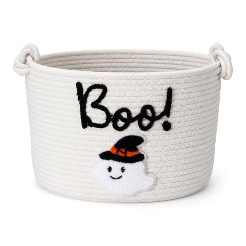 Halloween Trick or Treat Basket with Handle, Ghost Design, 9.84x7.09 Inch