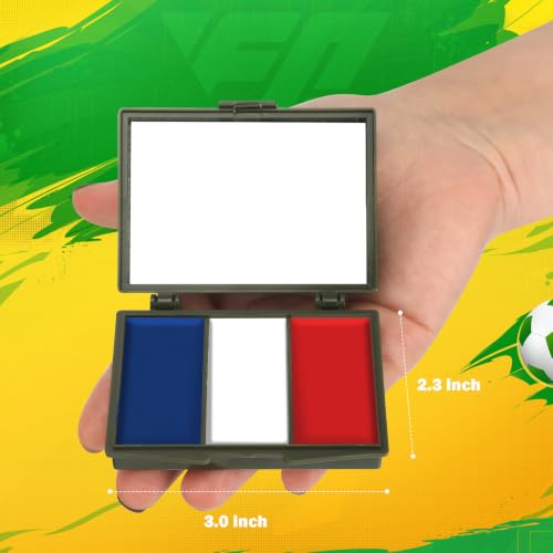 Red White Blue Face Paint with Mirror & Brushes for Halloween - Full Coverage, Waterproof, Safe & Long-Lasting