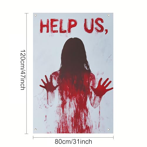 Halloween Shadow Figure Window Cover 31x47 Inch Polyester Decor - Spooky Silhouette