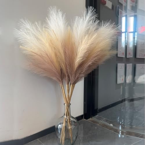 Faux Pampas Grass Tall Decor - 38 Inch, 10 Stems, Beige & Coffee
