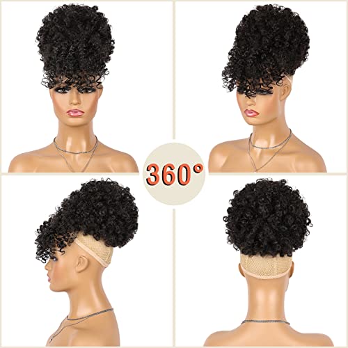 Afro Puff Drawstring Ponytail with Bangs for Black Women - Variation 2###