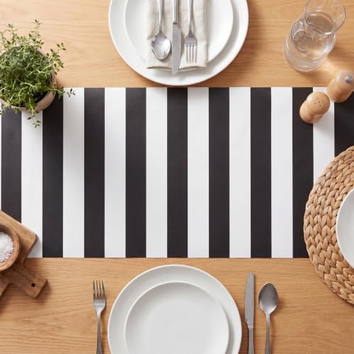 Black and White Striped Paper Table Runner 25x16 Feet for Events & Parties