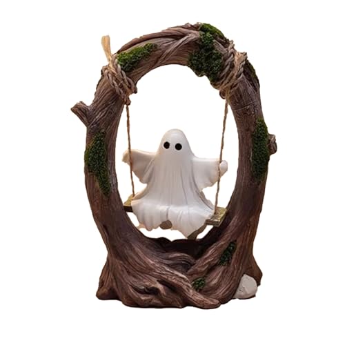 Halloween Swing Ghost Decor - Cute Resin Window Sill Ornament for Parties & Outdoor