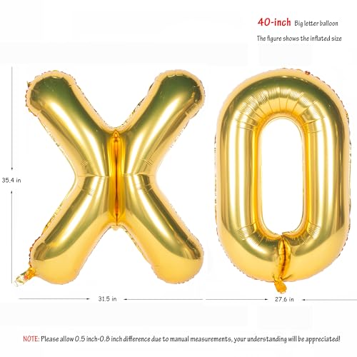 Gold Letter Balloons 40 Inch Jumbo Helium Foil Balloon - XO