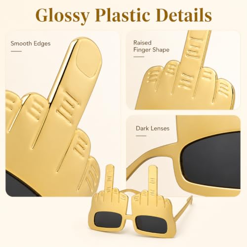 Funny Middle Finger Sunglasses Party Photo Booth Props - 3 Pack