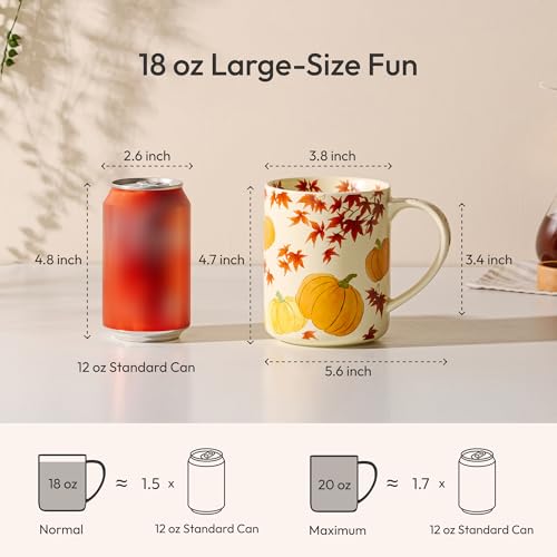 Fall Ceramic Coffee Mug 18 oz Large Porcelain Tea Cup with Big Handle
