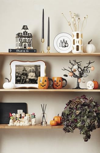 Halloween Pumpkin Mug Set - 4 Porcelain Figural Mugs, 20oz, Spooky Halloween Decor