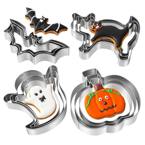 Halloween Cookie Cutter Set - 12 Stainless Steel Shapes for Baking & Party Decorations