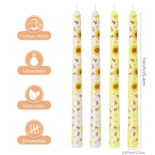 Yellow 10 Inch Unscented Dripless Taper Candles - Fall Harvest Halloween Decor - 4 Pack
