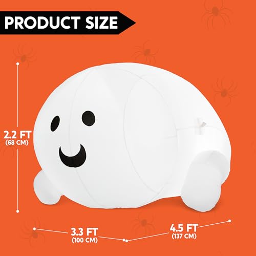 4.5ft Inflatable Ghost Halloween Yard Decoration with LED Lights for Outdoor Roof & Lawn