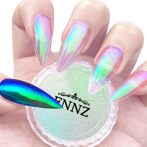 FNNZ Unicorn Chrome Nail Powder - Ocean Glimmer Mermaid Aurora Mirror Effect