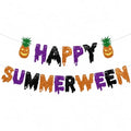 Summerween Glitter Banner Party Decorations - Tropical Theme DIY Hanging Sets