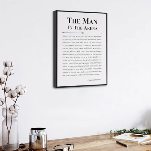 White Framed Inspirational Canvas Wall Art - Motivational Quote Poster for Office & Home 16x24 in